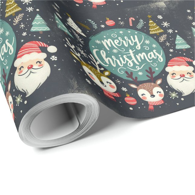 Papel De Presente Foca de robins de Natal fofa (Ponta do rolo)