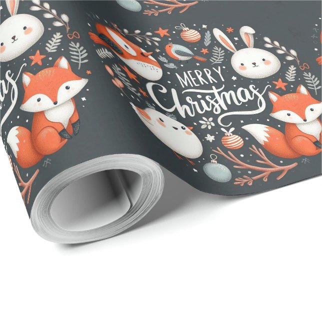 Papel De Presente Foca de robins de Natal fofa (Ponta do rolo)