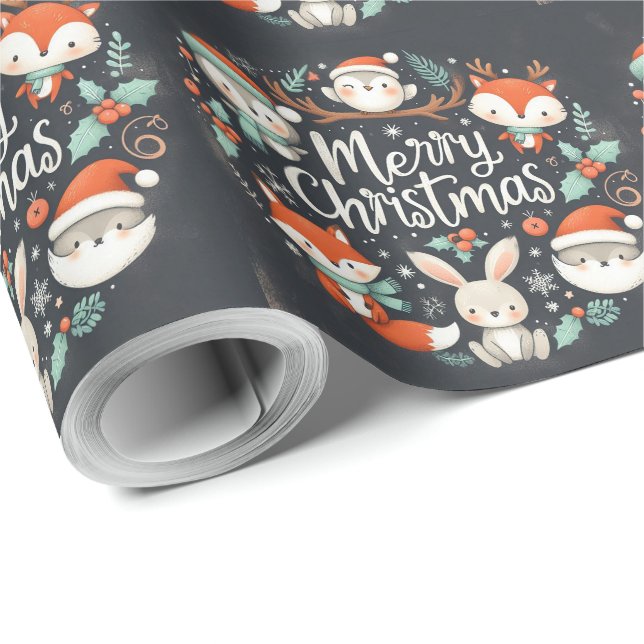 Papel De Presente Foca de robins de Natal fofa (Ponta do rolo)