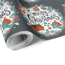 Papel De Presente Foca de robins de Natal fofa