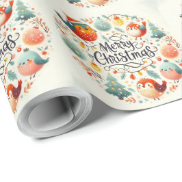 Papel De Presente Foca de robins de Natal fofa