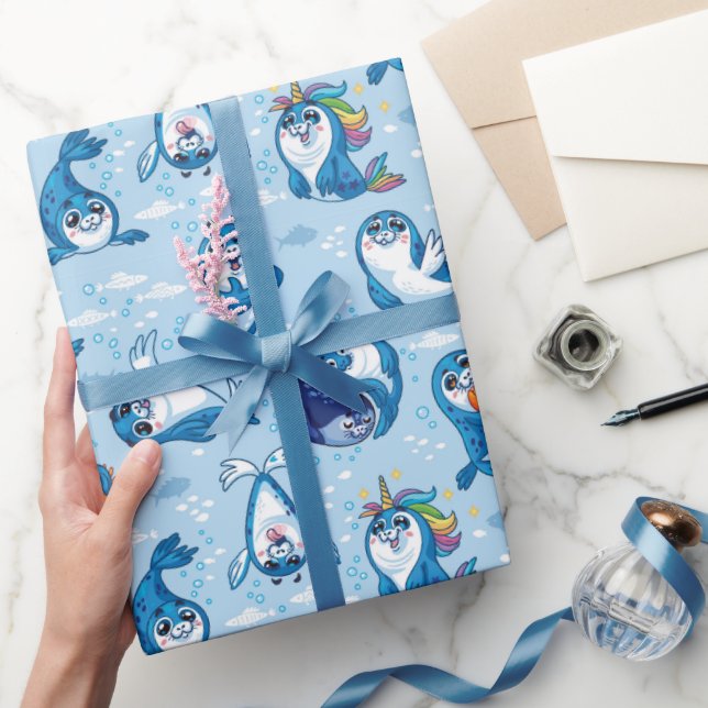 Papel De Presente Focas Bebês (Presentear)