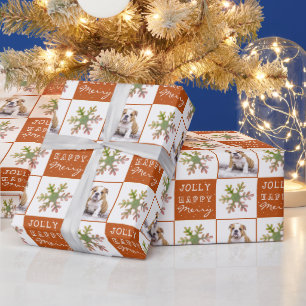 Papel De Presente Fofa Foto de Cachorro Pet Foto Floco de Neve Natal
