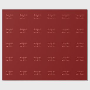 Papel De Presente Fofo Minimalista Vermelho Escuro & Pêssego Nome Pr