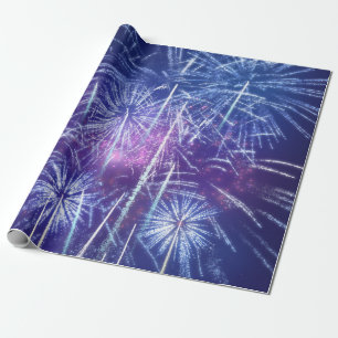 Papel De Presente fogo de artifício azul e roxo