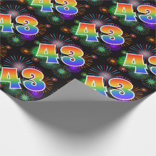 Papel De Presente Fogos de artifício coloridos + Padrão "43" do arco