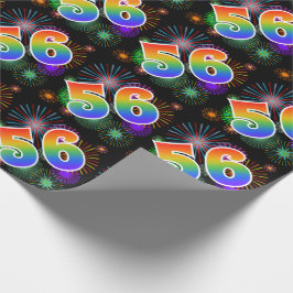 Papel De Presente Fogos de artifício coloridos + Padrão "56" do arco