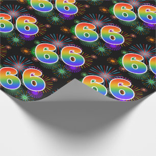 Papel De Presente Fogos de artifício coloridos + Padrão "66" do arco