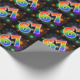 Papel De Presente Fogos de artifício coloridos + Padrão "67" do arco