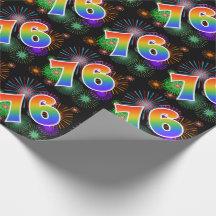 Fogos de artifício coloridos + Padrão "76" do arco