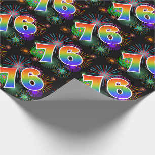 Papel De Presente Fogos de artifício coloridos + Padrão "76" do arco
