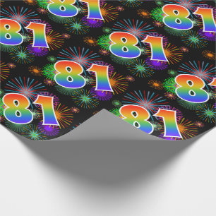 Papel De Presente Fogos de artifício coloridos + Padrão arco-íris "8