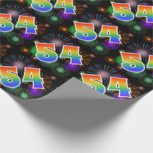 Papel De Presente Fogos de Artifício Coloridos + Padrão de Arco-íris