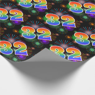 Papel De Presente Fogos-de-artifício coloridos + Teste padrão "32"