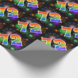 Papel De Presente Fogos-de-artifício coloridos + Teste padrão "72"