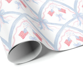Papel De Presente Fogos de Artifício de 4 de Julho em Aquarela