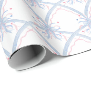 Papel De Presente Fogos de Artifício de 4 de Julho em Aquarela