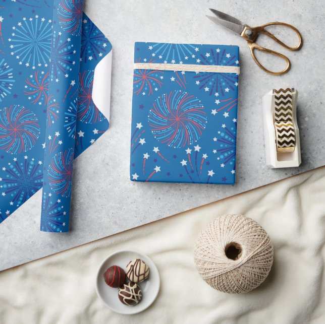 Papel De Presente Fogos de Artifício de Quatro de Julho (Artesanato)