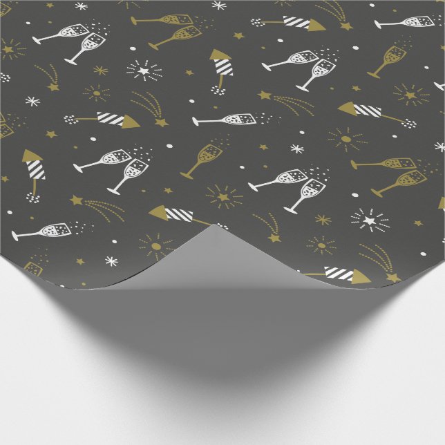 Papel De Presente Fogos de artifício e champanhe do Ano Novo (Ponta)