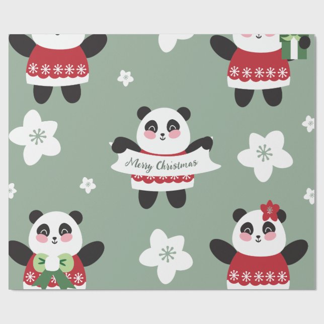 Papel De Presente Fogueira de Natal Panda (Aberto)