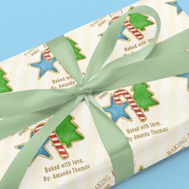 Papel De Presente Foguetes de cozinheiros brancos e bonitos de Natal (Christmas colorful cookie cutout whimsical wrapping paper. )