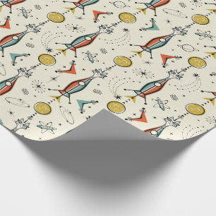 Papel De Presente Foguetes de Gatinho atômica ©studioxtine