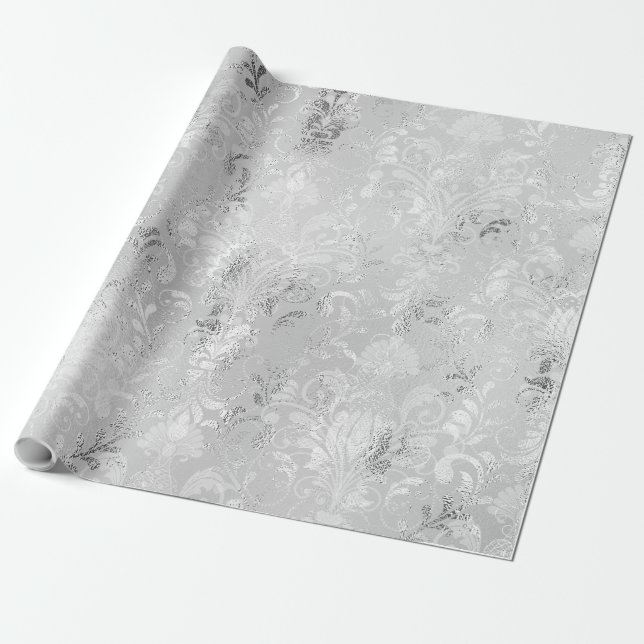 Papel De Presente Foil de luxo suave Damask-01 (Desenrolado)
