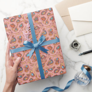 Papel De Presente Foil Dourada e opal, cor-de-rosa Faux