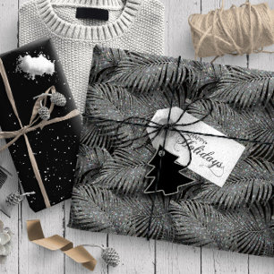 Papel De Presente Folga de Palma de Folha de Folga Prata Padrão ID8