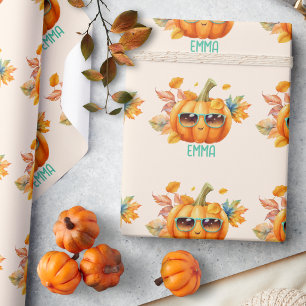 Papel De Presente Folha de Abóbora de Cor de Água Personalizada (Pum