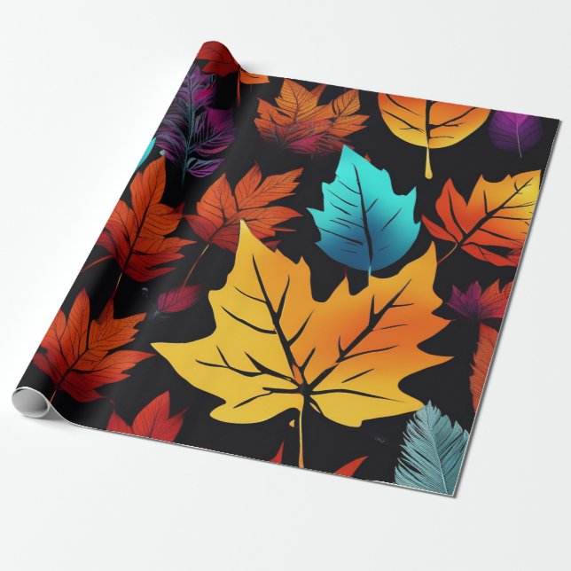 Papel De Presente Folha de Aquarela Vibrante (Desenrolado)