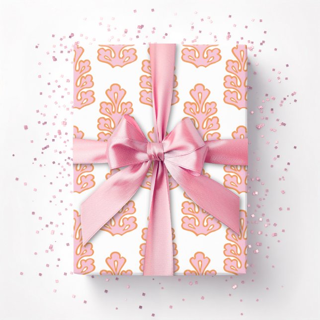 Papel De Presente Folha de Carvalho em Rosa e Laranja (Criador carregado)