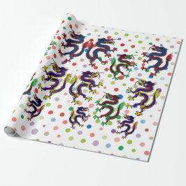 Papel De Presente folha de colagem de arte fantasia de dragões chine