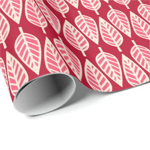 Papel De Presente Folha de faia - Vermelho-rubi e creme
