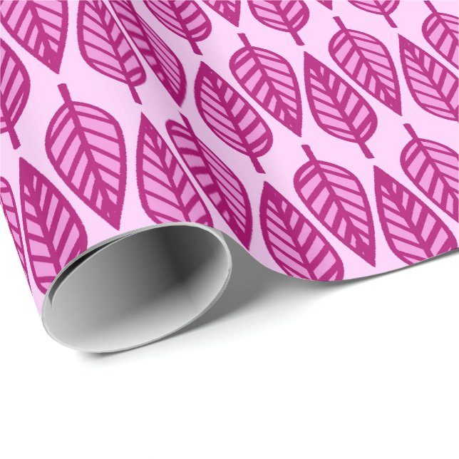 Papel De Presente Folha de faia - Vinho borgonhado e rosa (Ponta do rolo)