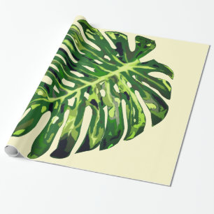 Papel De Presente Folha de Monstera Tropical