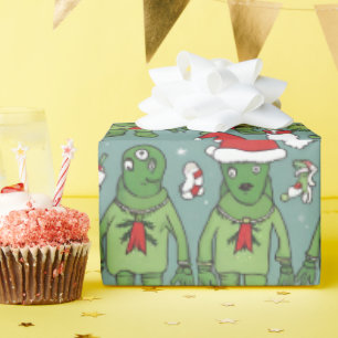Papel De Presente Folha de Natal engraçada de alienígena