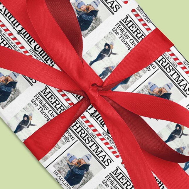 Papel De Presente Folha de Natal Feliz - Personalizada (Merry Christmas holiday photo wrapping paper. )