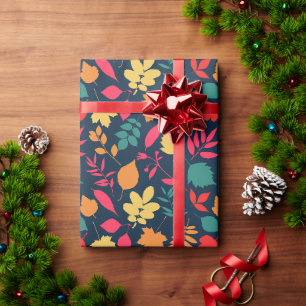 Papel De Presente Folha de outono Azul, Amarelo-Cor-de-laranja-rosa,