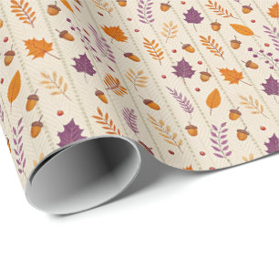 Papel de Presente Folha de Outono em Lavanda Suave