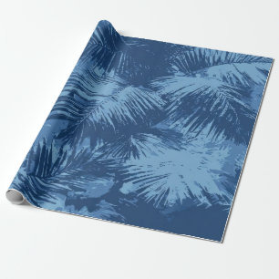 Papel De Presente Folha de Palma Tropical Azul