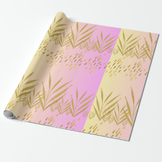 Papel De Presente Folha de Palmas de Gradação Cor-de-Rosa