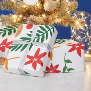 Papel De Presente Folha e flor bonitinhos de Natal
