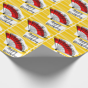 Papel De Presente Folha espanhola Feliz aniversário embrulhando pap