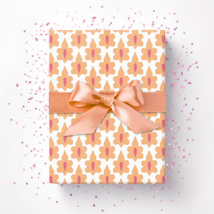 Papel De Presente Folha Pequena em Rosa e Laranja