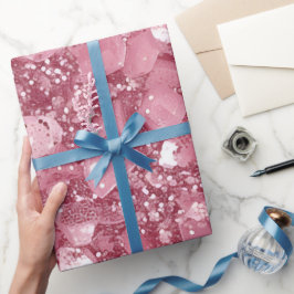 Papel De Presente Folha Rosa Pastel