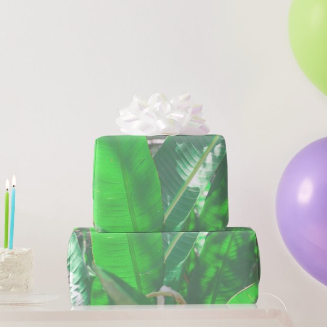 Papel De Presente Folha verde de bananeiras folhas pastosas (Presentes para festas)