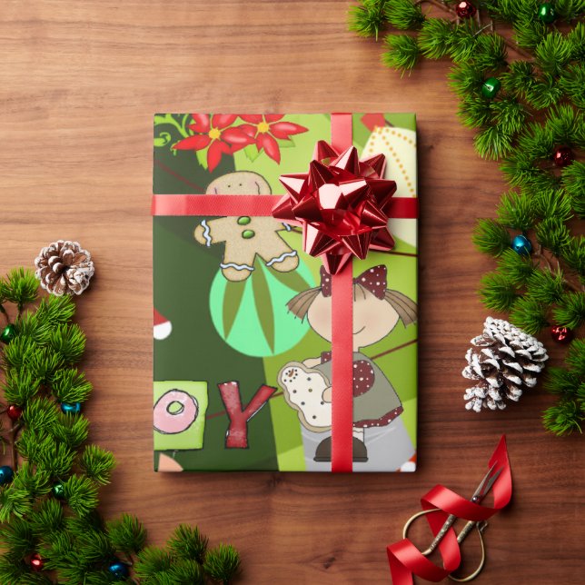 Papel De Presente Folha Verde do Livro de Natal Feliz (Presente de Natal)