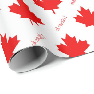 Papel De Presente Folha vermelha de mapeamento canadense em branco