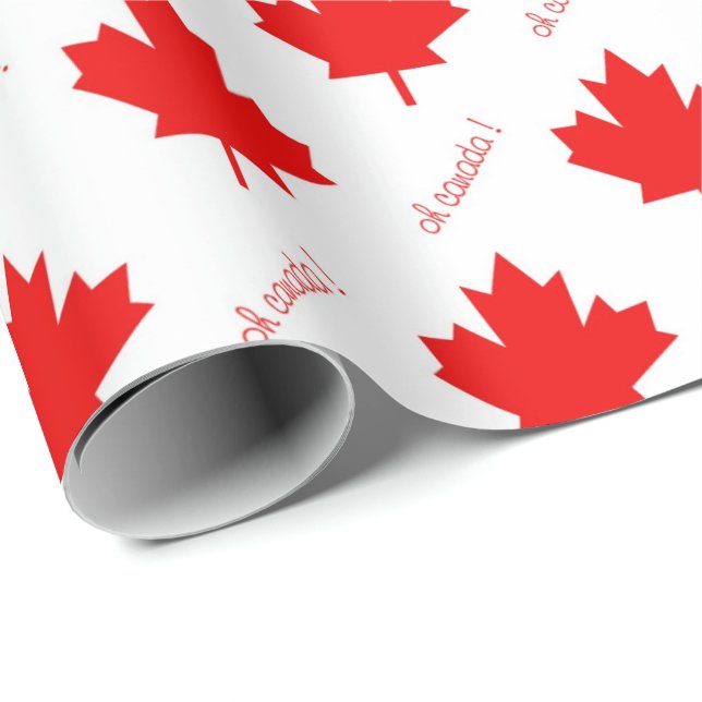 Papel De Presente Folha vermelha de mapeamento canadense em branco (Ponta do rolo)